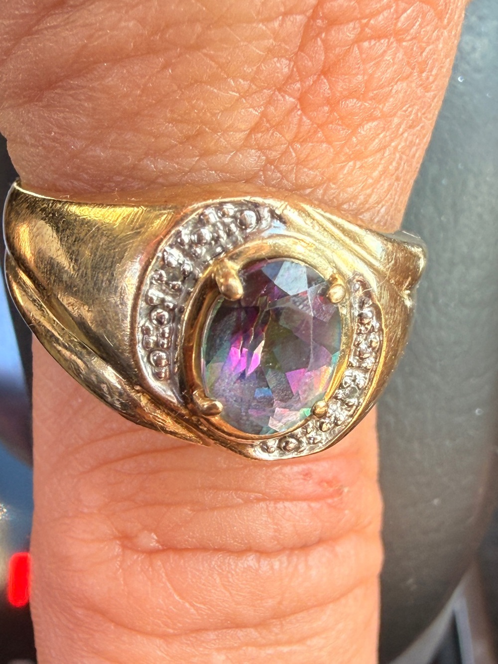 Vintage Mystic Topaz Fire Topaz in 10kt gold ring size 10